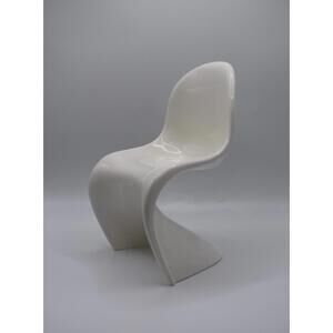 Miniature 1:6 Scale Miniature Panton Chair, Black, Mid Century Modern White